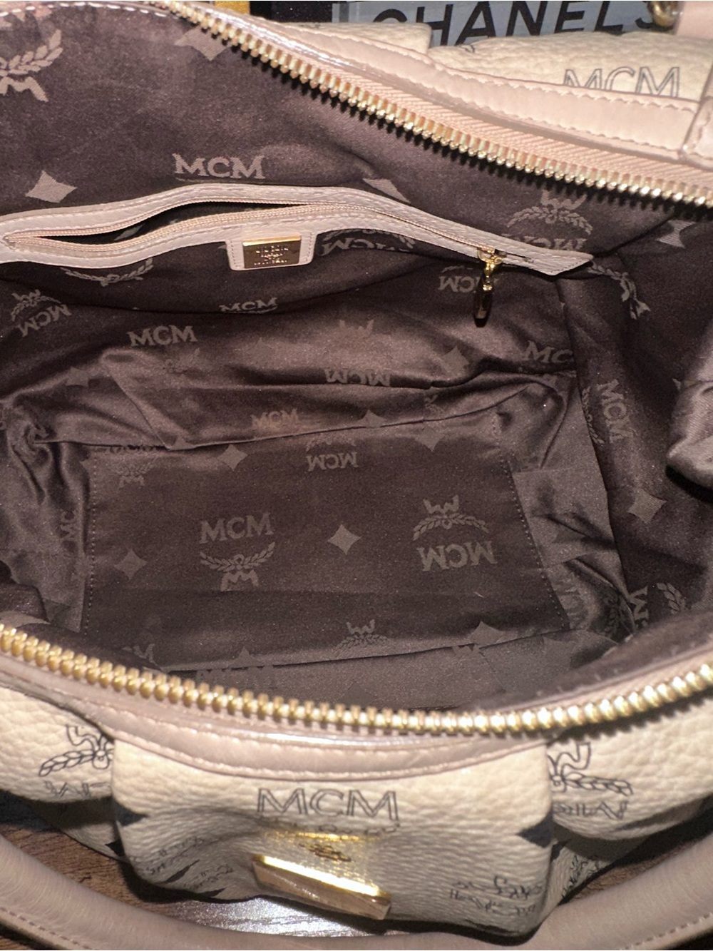 MCM Pink Logo Visetos Dome Satchel with Gold Plaque - Picture 8 of 16